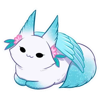 ☺️ fox, wing, floral, cute, animal, sparkle, cartoon telegram sticker