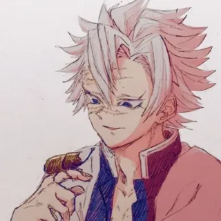 🤍 Sanemi Shinazugawa Demon Slayer 动漫, 鬼灭之刃, 不死川实弥, 角色, 刀疤脸 telegram sticker