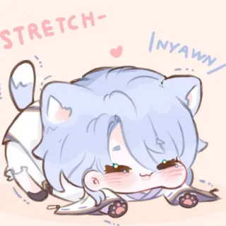 🎐 STRETCH- /NYAWN/ cute, cat, anime, kawaii, stretch, nyawn, chibi telegram sticker