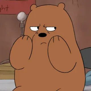 😓 Grizzly Bear We Bare Bears Мультфильм, Медведь, Гризли, Мы обычные медведи, Злой whatsapp sticker