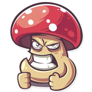 😡 seta, enojado, dibujos animados, hongo, personaje telegram sticker