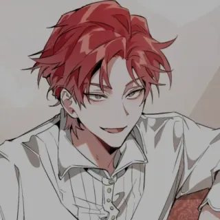 😏 动漫, 漫画, 红发, 坏笑, 男人, 肖像 telegram sticker