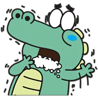 😫 crocodile, cartoon, shocked, animal, cute, scared, reaction telegram sticker