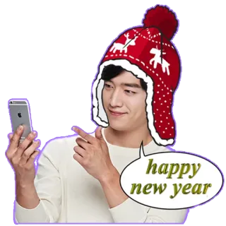 🎄 happy new year capodanno, festa, inverno, cappello, vacanza, saluto whatsapp sticker