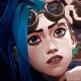 😳 Jinx Arcane 金克丝, 奥术, 英雄联盟, 动画, 角色, 蓝头发 telegram sticker