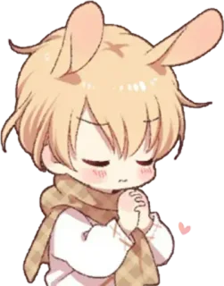 🙏 Anime, Coniglio, Carino, Chibi, Kawaii, Sciarpa telegram sticker