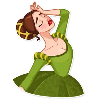 😩 femme, robe, dessin animé, fille, épuisée, fatiguée, frustrée telegram sticker
