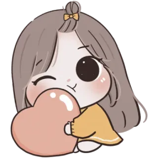 🥺 cartoon, meisje, hart, liefde, schattig, lief, sticker whatsapp sticker