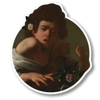 🙋 peinture, renaissance, art, garçon, fleurs telegram sticker