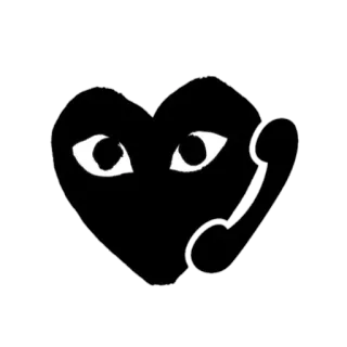 📞 heart, eyes, phone, logo, black, applique, call telegram sticker