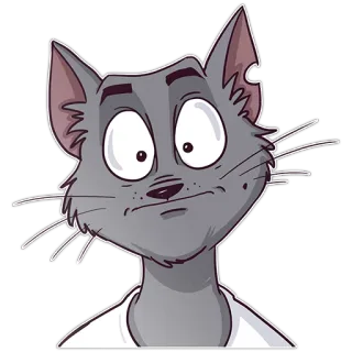 😐 cat, cartoon, sticker, animal, grey whatsapp sticker