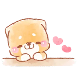 ❤️ dog, cute, kawaii, hearts, watercolor, puppy whatsapp sticker