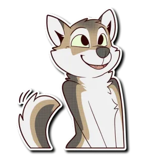 🙂 loup, dessin animé, animal, mignon, poilu, souriant, canin telegram sticker