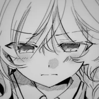 😔 Anime, Manga, Smutny, Płaczący, Monochromatyczny, Portret whatsapp sticker