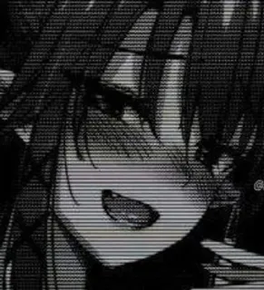 🖤 Anime, Mangá, Preto e branco, Garota, Arte, Retrato telegram sticker