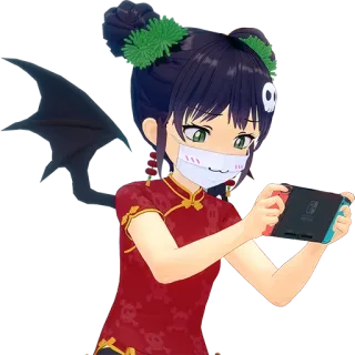 🎮 Anime, Chica, Gaming, Máscara, Lindo, Alas telegram sticker