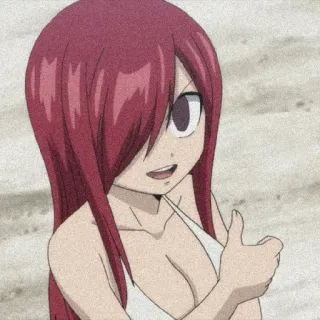 👌 Erza Scarlet Fairy Tail anime, cartoon, girl, red hair, erza scarlet, fairy tail, thumbs up telegram sticker