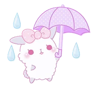 🎀 mignon, lapin, parapluie, kawaii, pluie telegram sticker