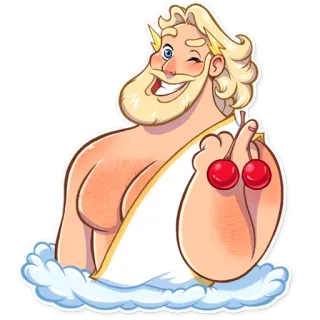 🖕 cartoon, offensive gesture, cherries, winking, man, toga telegram sticker