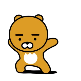 💪 Ryan urso, desenho animado, fofo, Ryan, Kakao Friends, adesivo telegram sticker