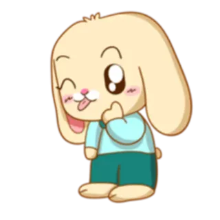 😜 coelho, kawaii, fofo, desenho animado, animal, personagem, ilustração telegram sticker