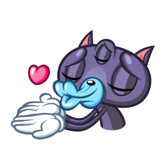 😘 mèo, động vật, yêu, trái tim, dễ thương telegram sticker