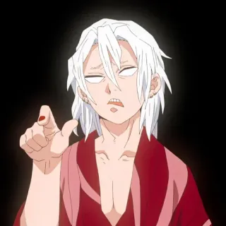 🤢 Anime, Karakter, Rambut putih, Jubah, Kartun telegram sticker