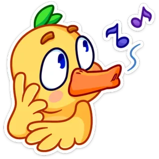 🎶 duck, cartoon, music, singing, cute, animal, cheerful whatsapp sticker