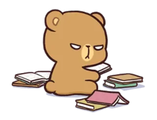 😠 bear, studying, books, cartoon telegram sticker