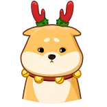 😔 собака, мультфильм, животное, милый, олень, рождество telegram sticker