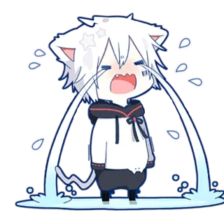 😭 anime, crying, sad, cat, cute, kawaii, tearful, cartoon telegram sticker