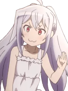 👋 anime, girl, white hair, cute, cartoon telegram sticker