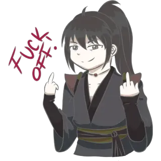 🤫 FUCK OFF! middle finger, offensive, anime, swear, cartoon telegram sticker