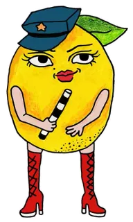 🚔 zitrone, polizei, polizist, cartoon, frucht telegram sticker