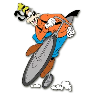 🚵 Goofy goffo, Disney, cartone animato, bicicletta, divertente, personaggio telegram sticker