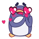🥰 เพนกวิน, ความรัก, หัวใจ, น่ารัก, การ์ตูน, สัตว์ whatsapp sticker