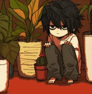 ➖ L Lawliet Death Note L, Death Note, anime, manga, character, fanart telegram sticker