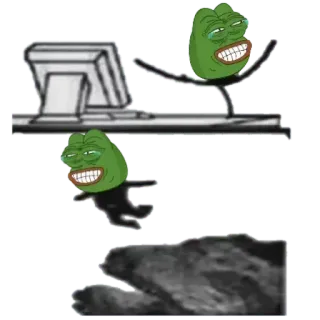 😂 Pepe the Frog pepe, grenouille, mème, internet, lol, ordinateur telegram sticker