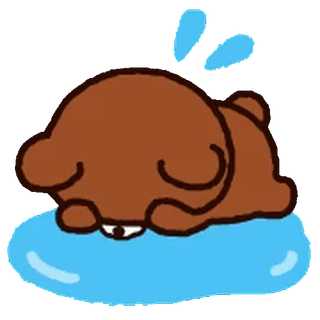 💨 cartoon, cute, sweat, exhausted, brown, blue whatsapp sticker