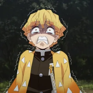 💛 Zenitsu Agatsuma Demon Slayer anime, demon slayer, zenitsu, crying, scared, character whatsapp sticker