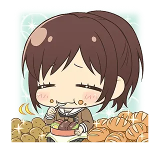 🥙 Anime, Fille, Manger, Nourriture, Chibi, Mignon, Kawaii telegram sticker