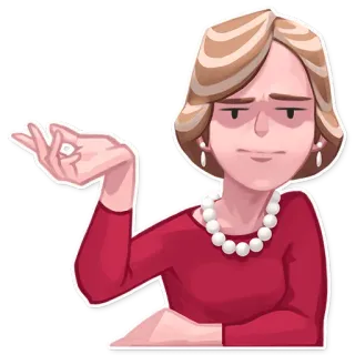 😑 femme, collier de perles, robe rouge, sarcastique, geste telegram sticker
