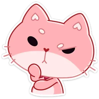 🤔 кот, стикер, розовый, милый, думающий telegram sticker