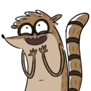 😄 Rigby Regular Show Kreskówka, Rigby, Zwyczajny serial, Zwierzę, Szop pracz telegram sticker