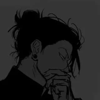 🖤 Аниме, Эскиз, Портрет, Рисунок, Мужчина, Волосы, Серьга telegram sticker