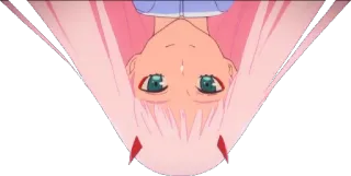 🙂 Zero Two Darling in the Franxx Anime, Zero Two, Darling in the Franxx, Pinke Haare, Hörner, Süß telegram sticker