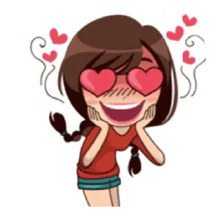 🌻 love, hearts, cartoon, girl, happy, affectionate telegram sticker