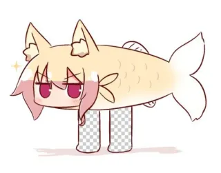 🦊 Anime, Garota gato, Peixe, Híbrido, Fofo, Desenho animado telegram sticker