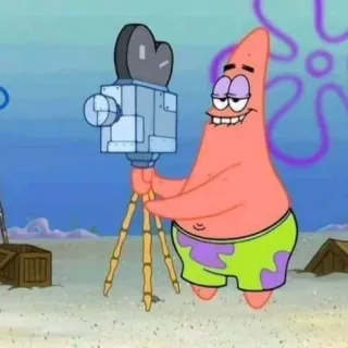 😏 Patrick Star Spongebob Squarepants แพทริค สตาร์, สพันจ์บ็อบ, นิคเคิลโอเดียน, กล้อง, การ์ตูน telegram sticker