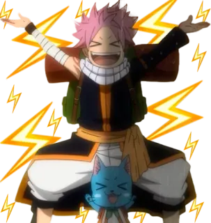 ⚡️ Natsu Dragneel Fairy Tail Anime, Natsu, Happy, Fairy Tail, Cartoon, Freundschaft, Magie whatsapp sticker